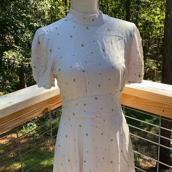 Free People Ivory Green Speckled Abbie Fit/Flare Dress 6 Wedding Graduation NWT - Picture 7 of 13